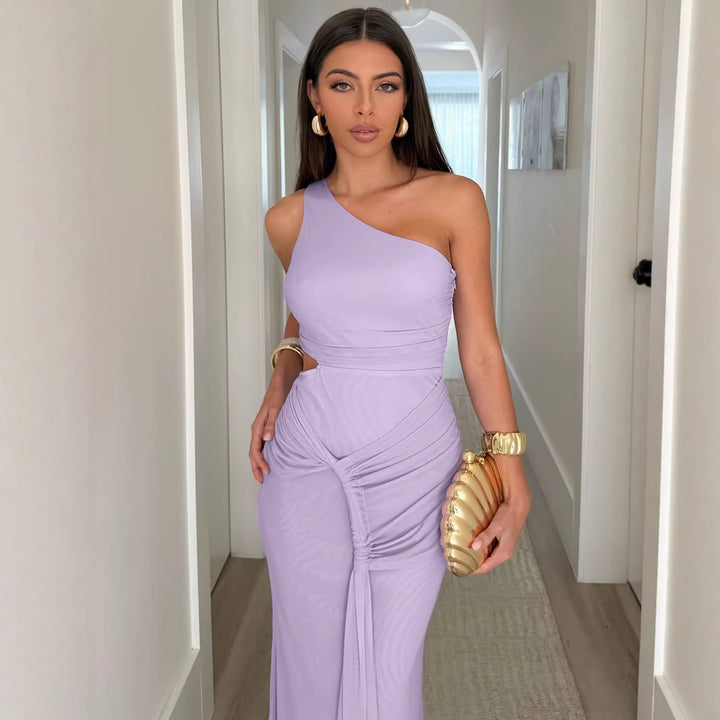 Damen stilvolles Wickelkleid mit asymmetrischem Ausschnitt und Rüschendetails Drune