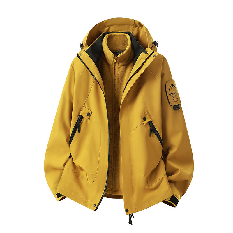 Herren Zwei-in-eins Wetterschutzjacke mit abnehmbarer Steppweste und verstellbarer Kapuze Drune