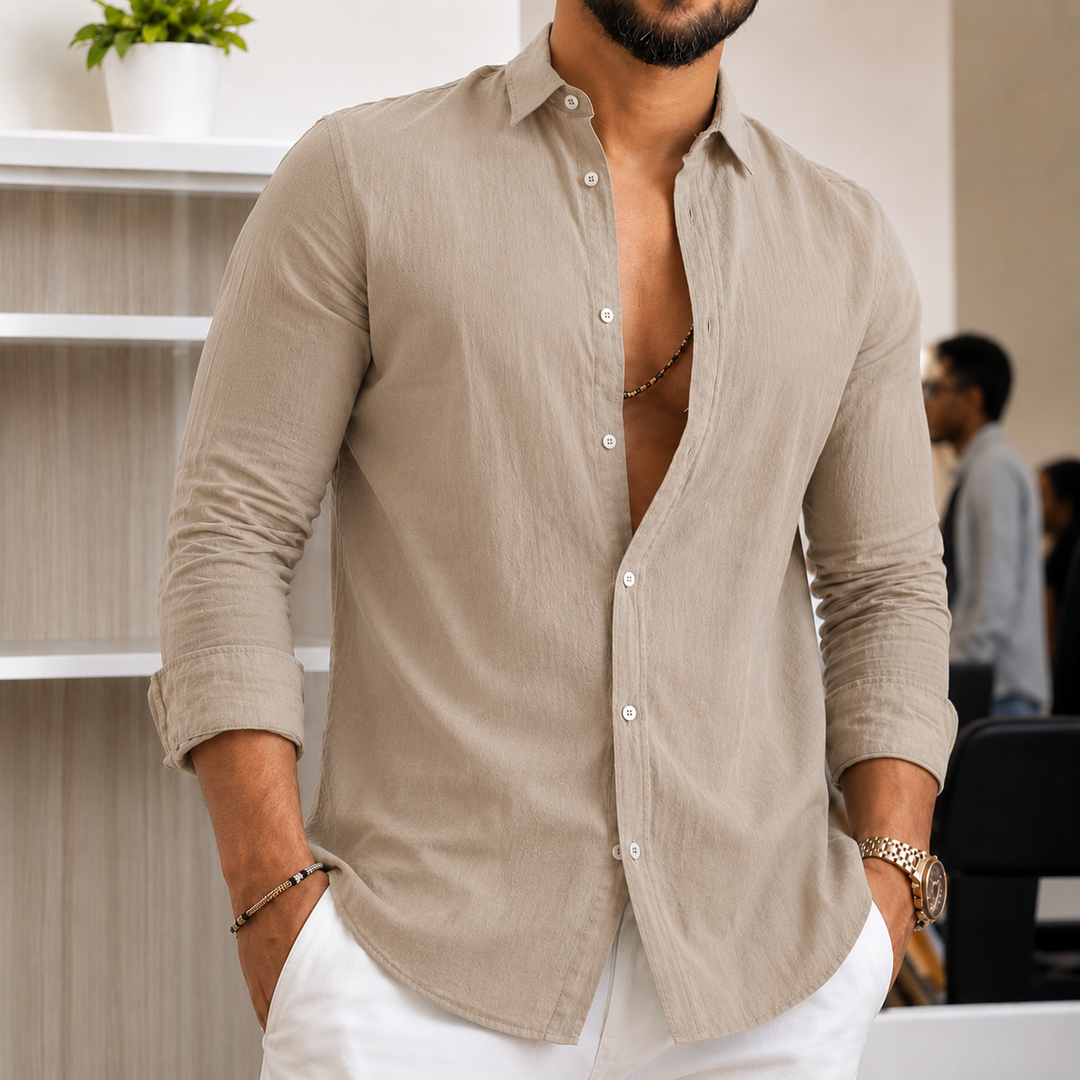 Herren Leichtes Leinenhemd Drune