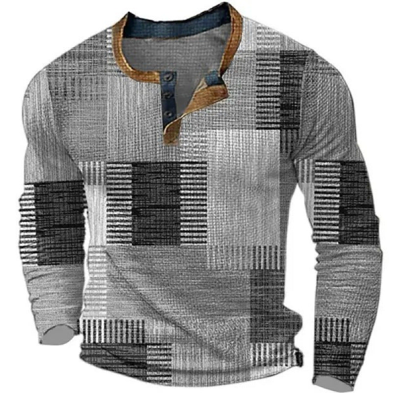 Herren Sportliches Langarmshirt mit Knopfleiste Drune