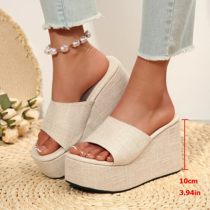 Damen Wedge-Pantoletten mit transparentem Obermaterial und komfortabler Sohle Drune