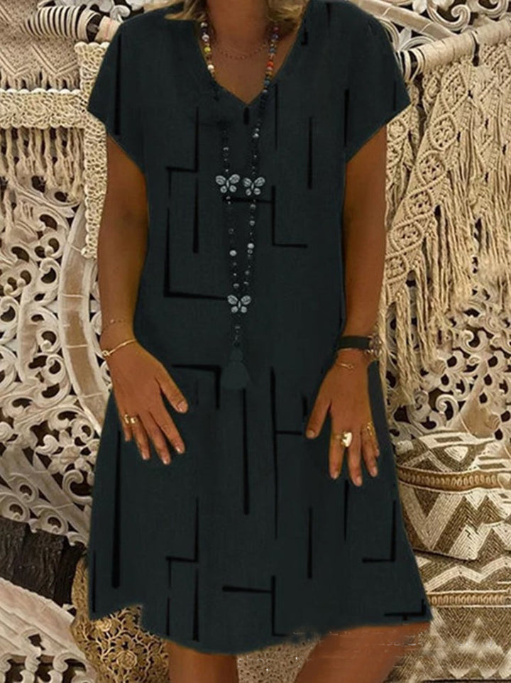 Damen Lässiges Sommerkleid mit modernem grafischem Design und schmeichelndem Schnitt Drune