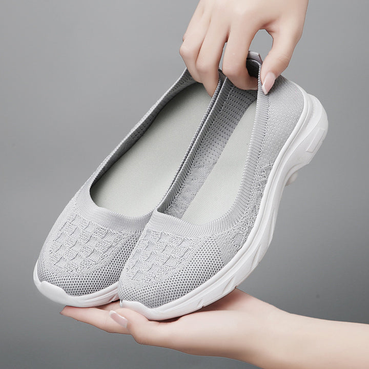 Damen nan Hybrid-Ballerina-Sneaker mit nahtlosem Strickobermaterial, ergonomischem Komfortfußbett und griffiger Laufsohle Drune