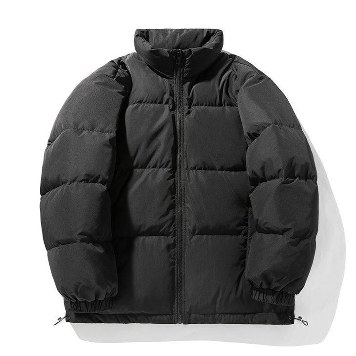 Unisex Oversize Wattierte Steppjacke mit hohem Stehkragen, Kordelzugsaum und durchgehendem Reißverschluss Drune
