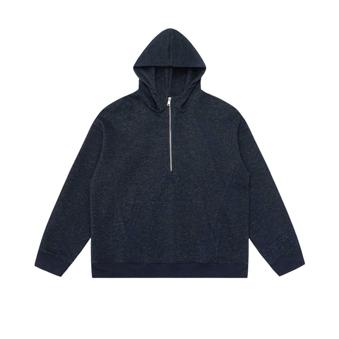 Unisex Kapuzen-Halbzip-Sweatshirt im Oversize-Fit mit Kängurutasche Drune