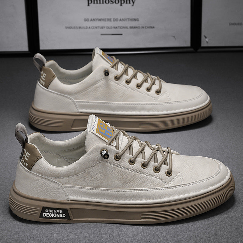 Herren Lederoptik-City-Sneaker mit gepolstertem Fersenkragen und langlebiger Plateau-Gummisohle Drune