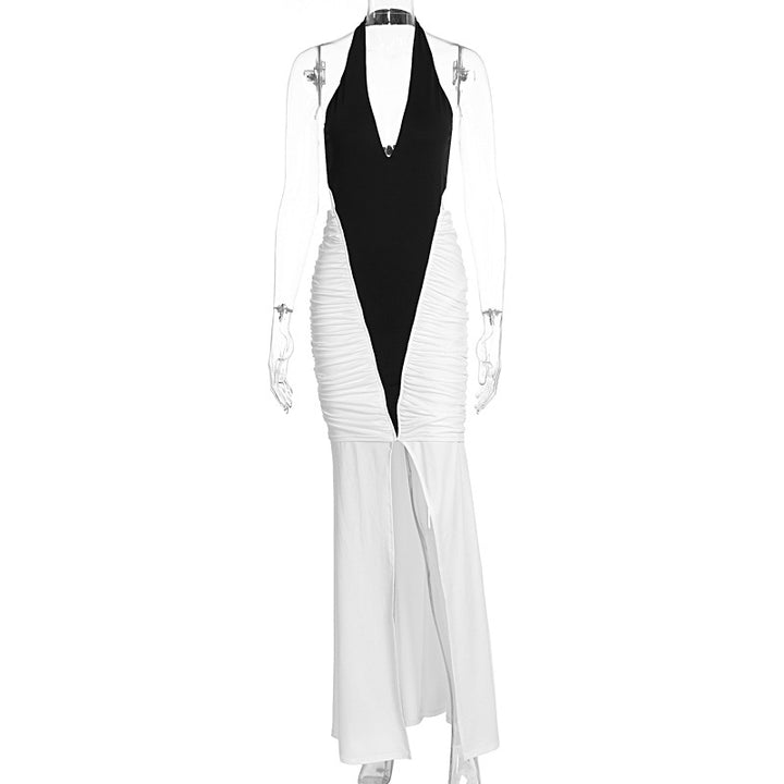 Damen Elegantes und figurbetontes Maxikleid mit Schlitz und Raffungen Drune