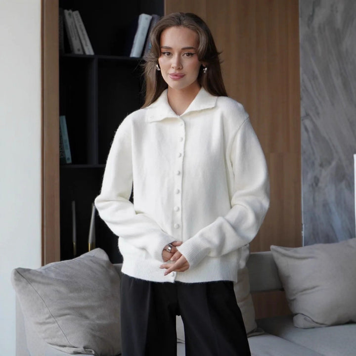 Damen Eleganter Pullover mit Knopfleiste Drune