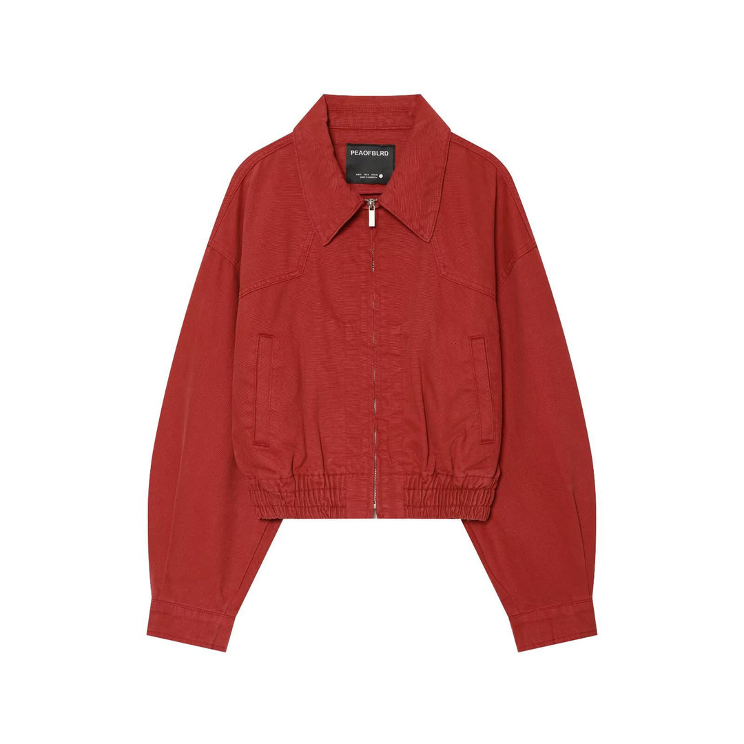 Damen Cropped Boxy‑Bomberjacke mit Hemdkragen, Reißverschluss und elastischem Saum Drune