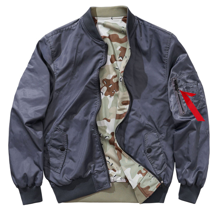Herren  fluginspiriertes Bomberjacke mit gerippten Bündchen Saum Camouflage-Futter und Ärmel-Utility-Tasche Drune