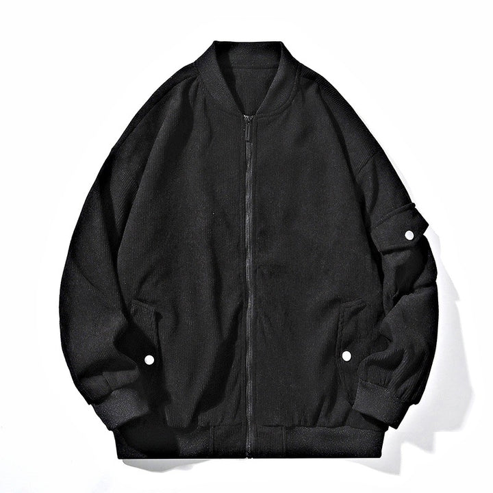 Herren Bomberjacke im Cordstruktur-Look mit Utility-Ärmeltasche, verdecktem Reißverschluss & gerippten Bündchen Drune