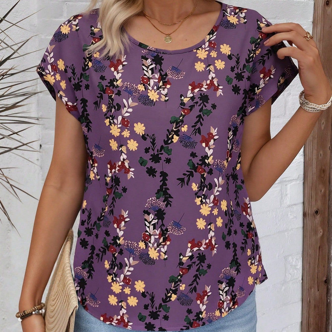 Damen Chiffonbluse mit floralen Mustern und weitem Schnitt Drune