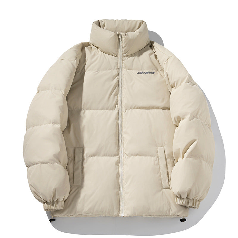 Unisex Kastig geschnittene gesteppte Daunenoptik-Jacke mit hohem Stehkragen und Kordelzugsaum Drune