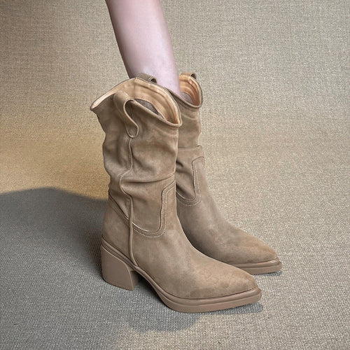 Damen Modische und bequeme Stiefeletten Drune