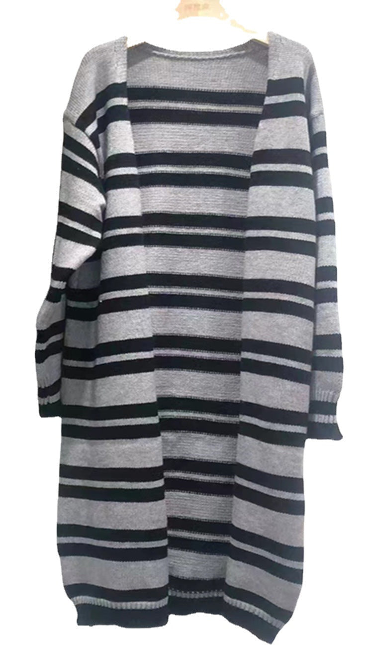 Damen Länger gestrickter Cardigan mit modernen Streifendetails Drune