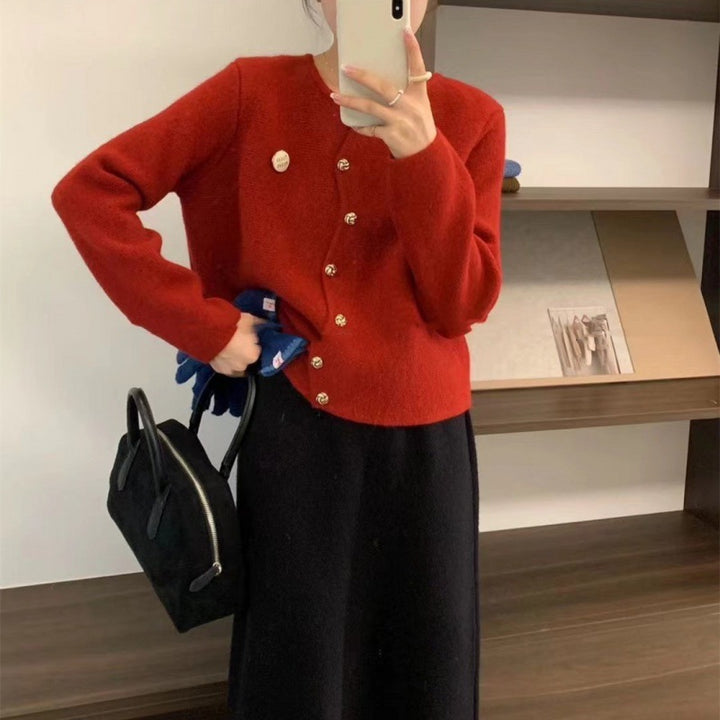 Damen Strickjacke mit eleganten Knopfdetails und weitem Schnitt Drune