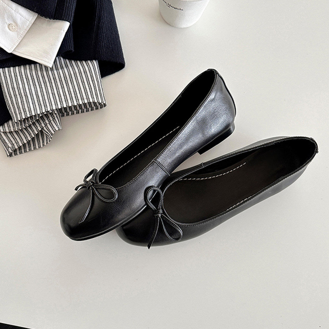 Damen Ballerina Schuhe aus weichem Leder mit elegantem Schleifendetail Drune