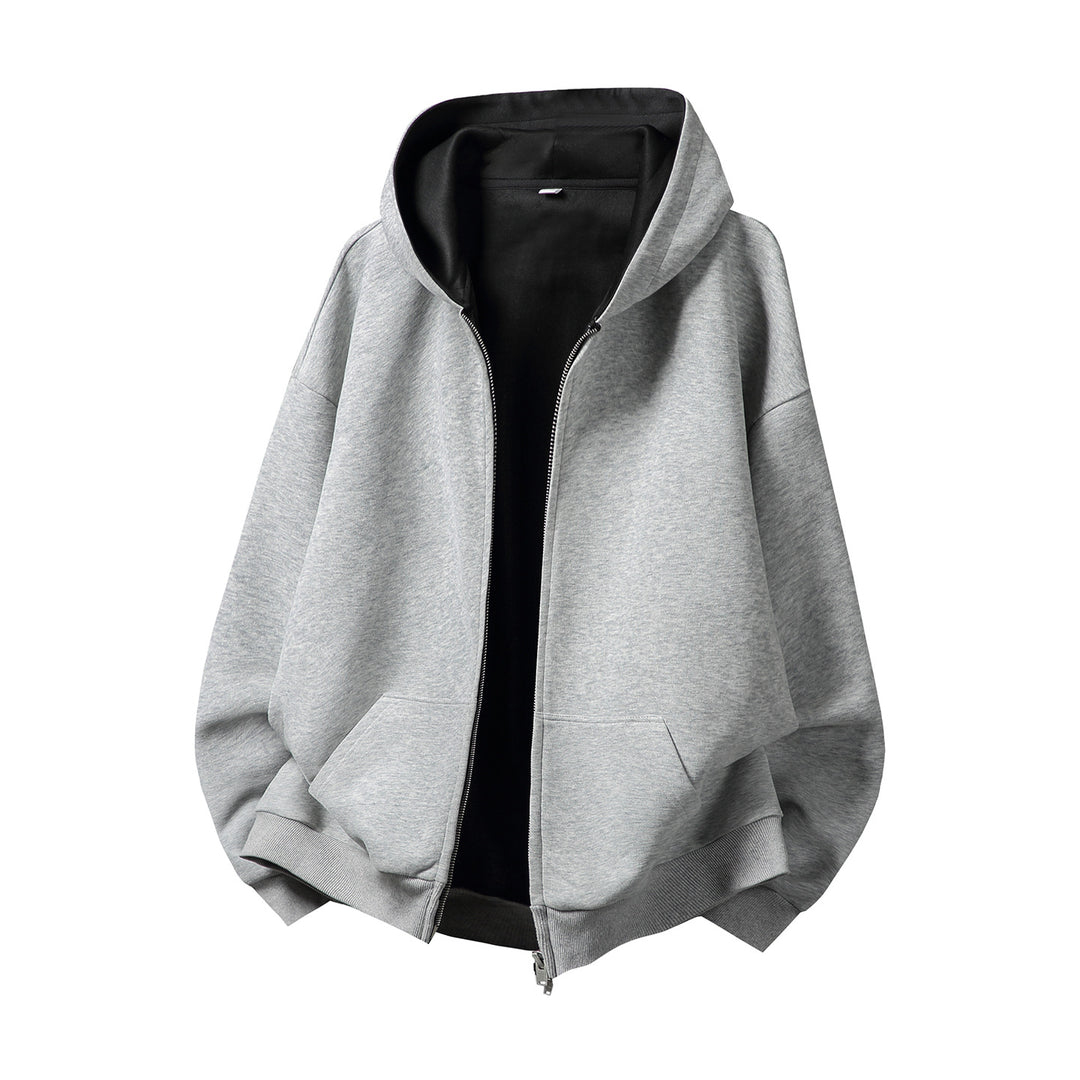 Unisex Oversize-Kapuzenjacke mit kontrastiertem Innenfutter und tiefer Kängurutasche Drune