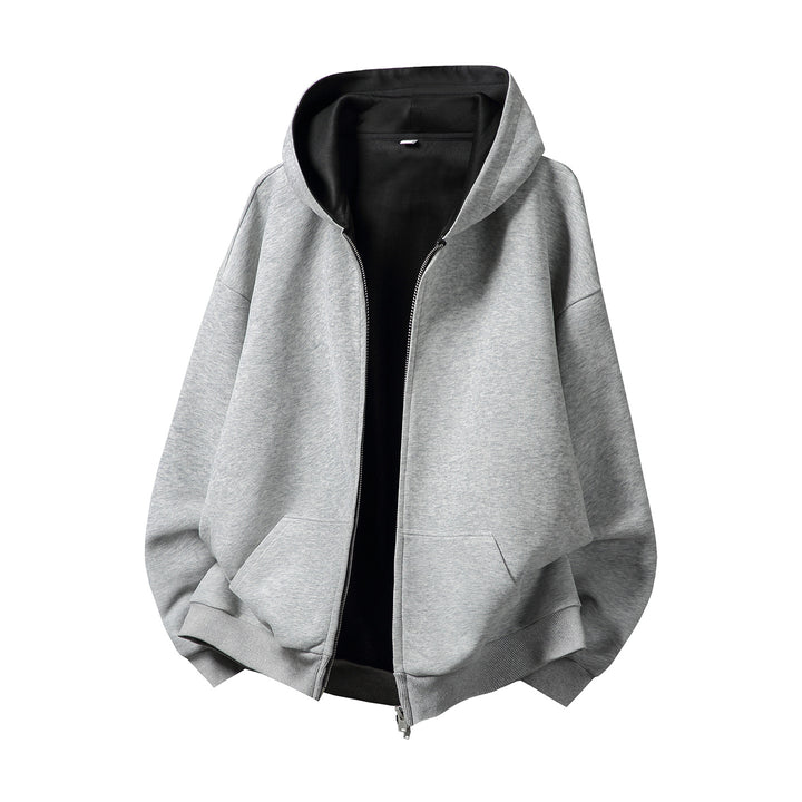 Unisex Oversize-Kapuzenjacke mit kontrastiertem Innenfutter und tiefer Kängurutasche Drune