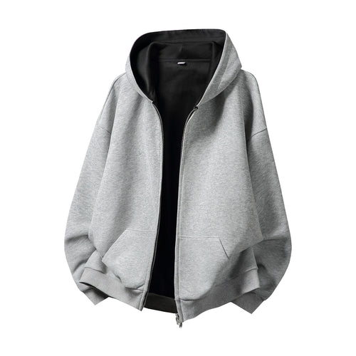 Unisex Oversize-Kapuzenjacke mit kontrastiertem Innenfutter und tiefer Kängurutasche Drune