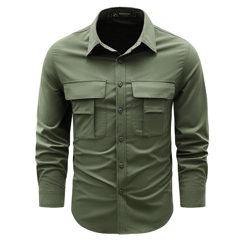 Herren nan robustes Outdoor-Utility-Hemd mit verschließbaren Brustklappen und Ripstopgewebe Drune
