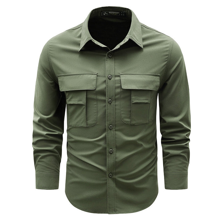 Herren  robustes Outdoor-Utility-Hemd mit verschließbaren Brustklappen und Ripstopgewebe Drune
