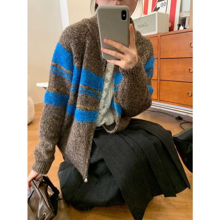 Damen Gemütlicher Strick-Cardigan mit Reißverschluss Drune