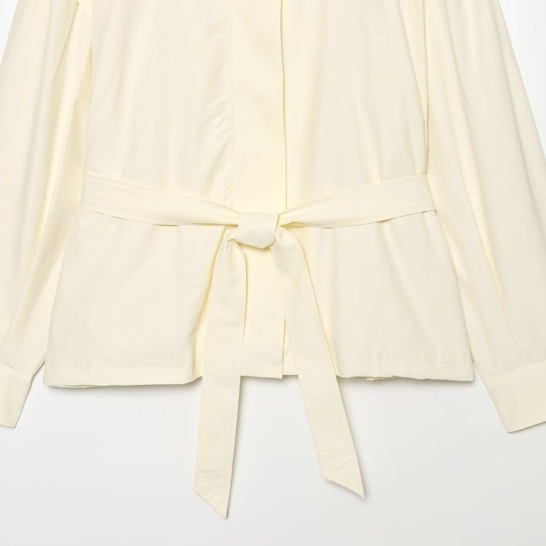 Damen Leichte Taillierte Jacke mit Stehkragen, Bindegürtel und Cape-Ärmeldetail Drune