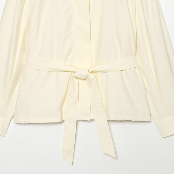 Damen Leichte Taillierte Jacke mit Stehkragen, Bindegürtel und Cape-Ärmeldetail Drune