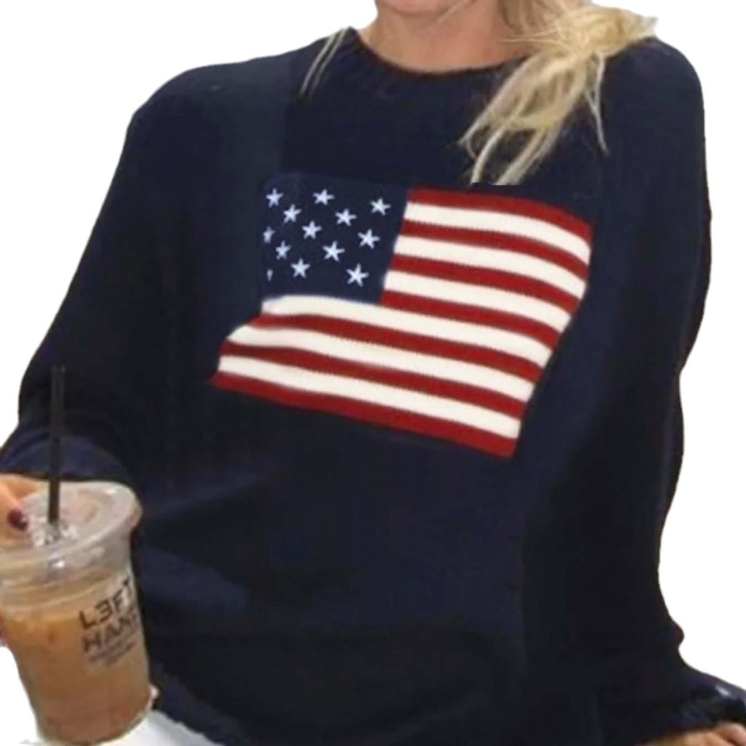 Damen Strickpullover mit amerikanischem Flaggenmotiv Drune