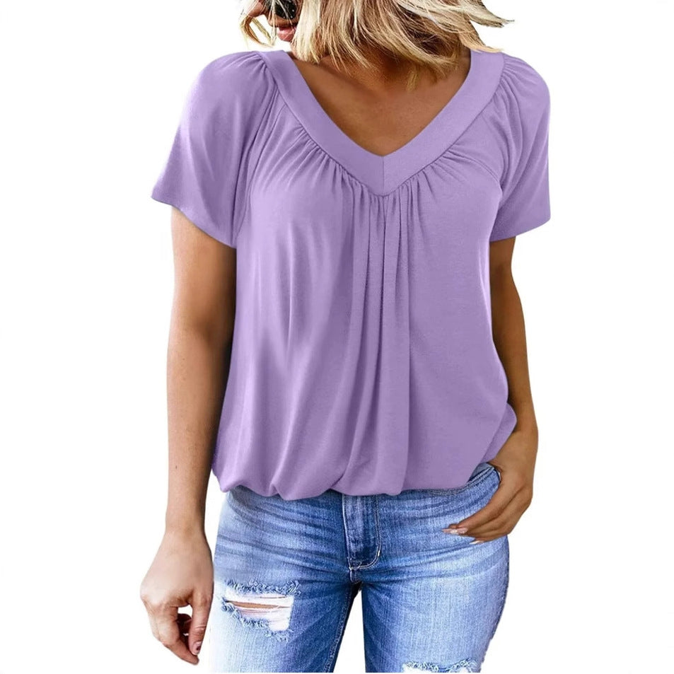Damen V-Ausschnitt Bluse mit weichem Fall und modischem Schnitt Drune