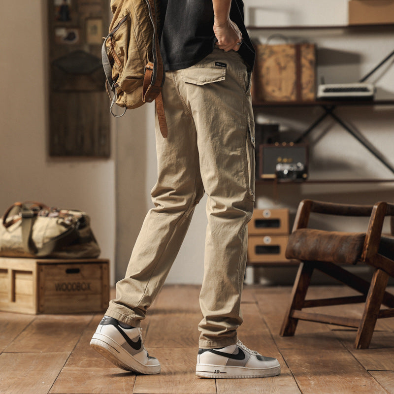 Herren Robuste Canvas-Cargo-Hose mit elastischem Bund, Kniepaneelen und Klappfächern Drune