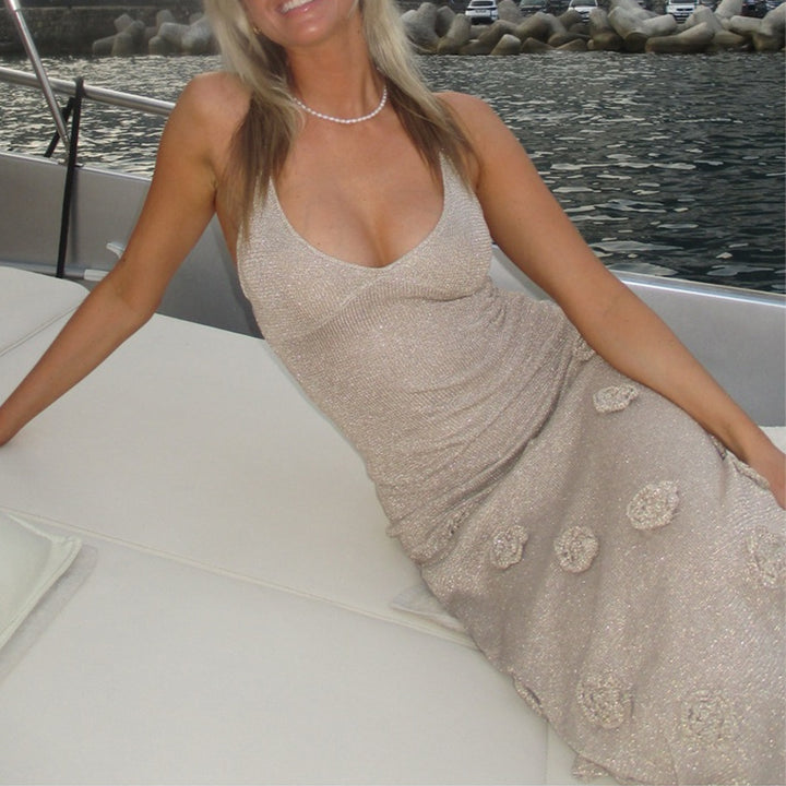Damen glamouröses Abendkleid mit floralem Design Drune