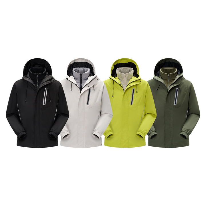 Herren Winddichte atmungsaktive Regen‑ und Softshelljacke mit verstellbarer Kapuze und reflektierenden Einsätzen Drune