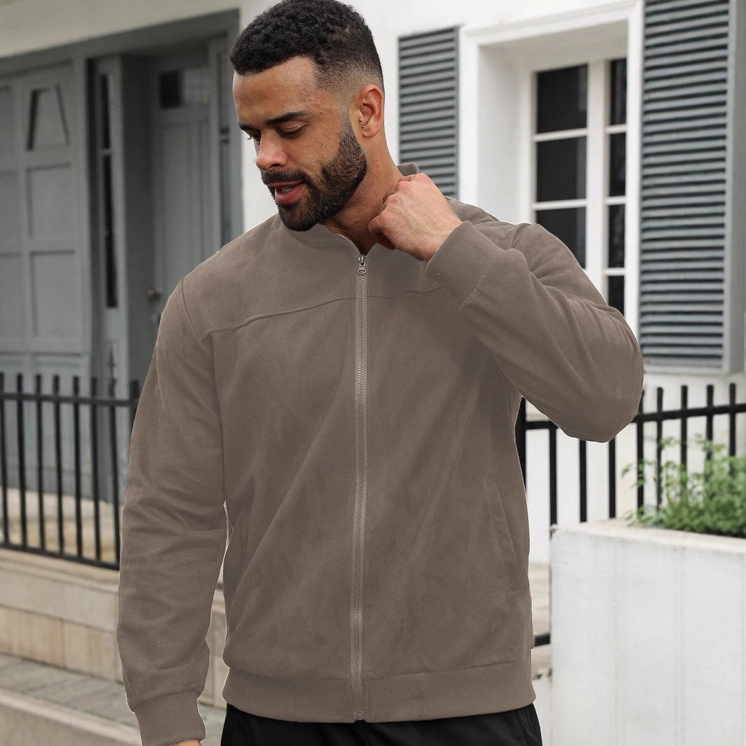Herren nan Wildleder-Blousonjacke im Bomberstil mit elastischen Rippbündchen Drune