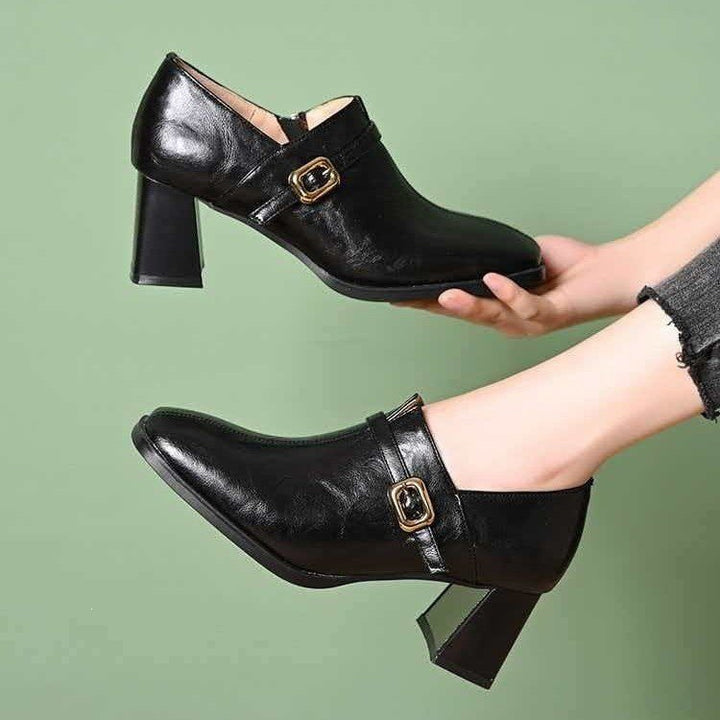 Damen Elegante spitze Stiefeletten mit Blockabsatz Drune