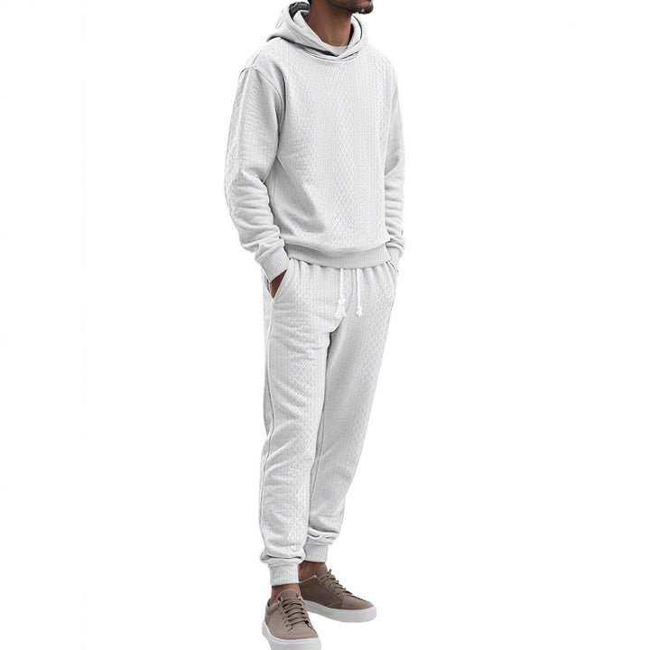 Herren Strukturierter Lounge-Set mit Kapuzenpullover und Jogginghose Drune