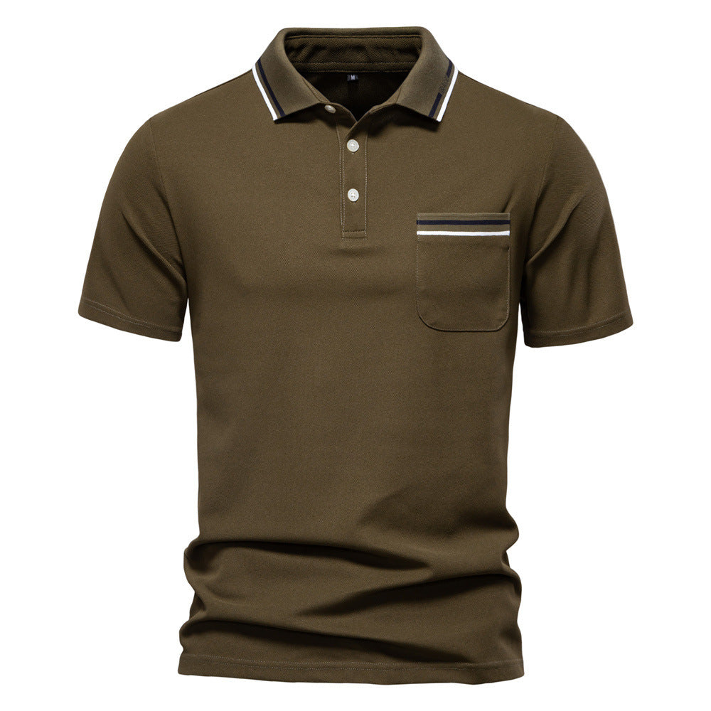 Herren nan modernes Poloshirt mit aufgesetzter Brusttasche und Kontrastbesatz am Polokragen Drune