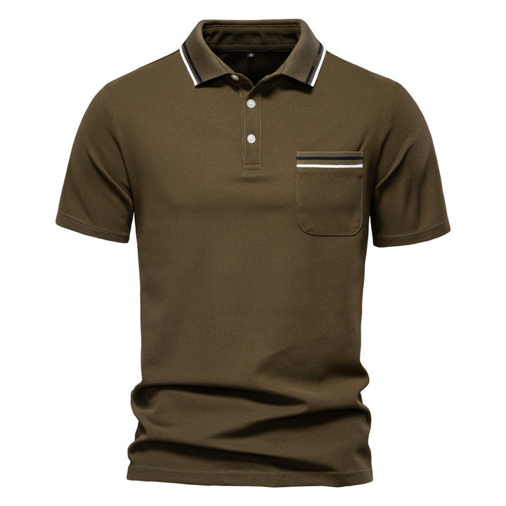 Herren nan modernes Poloshirt mit aufgesetzter Brusttasche und Kontrastbesatz am Polokragen Drune