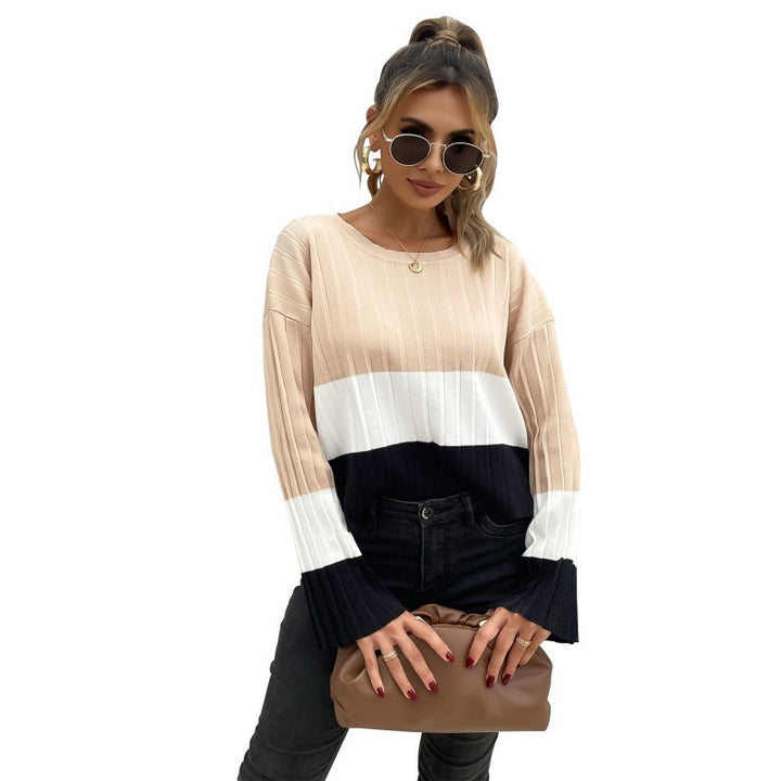 Damen Strickpullover mit Blockstreifen und Rippstruktur Drune
