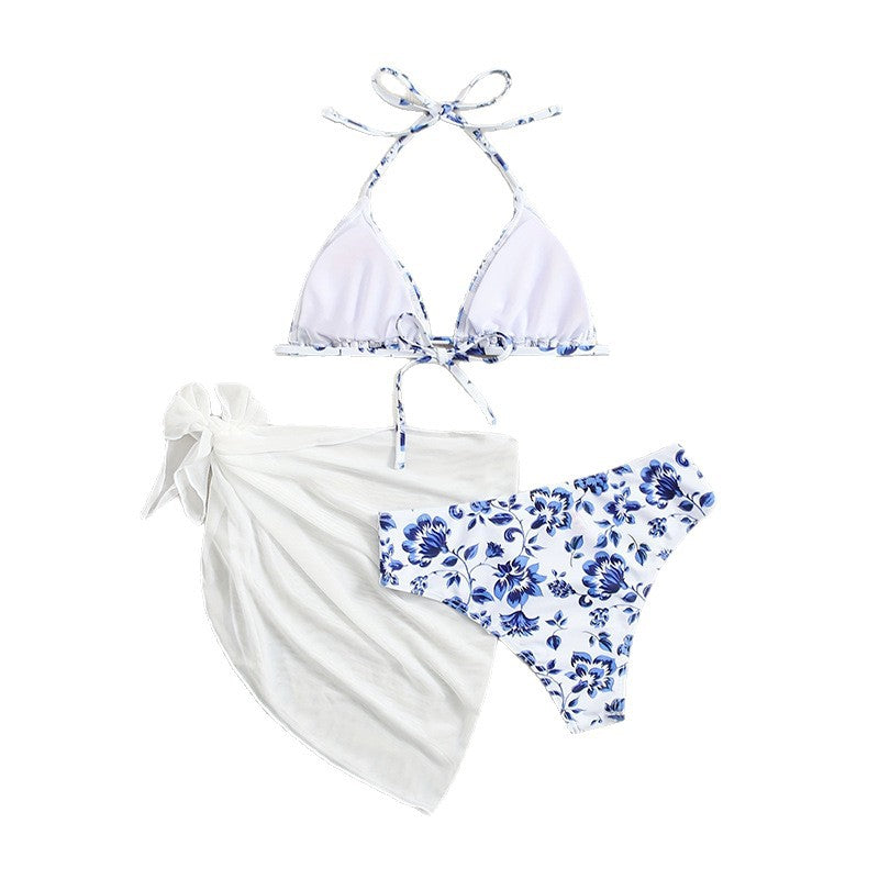 Damen Triangel-Bikini-Set mit transparenter Sarong Drune