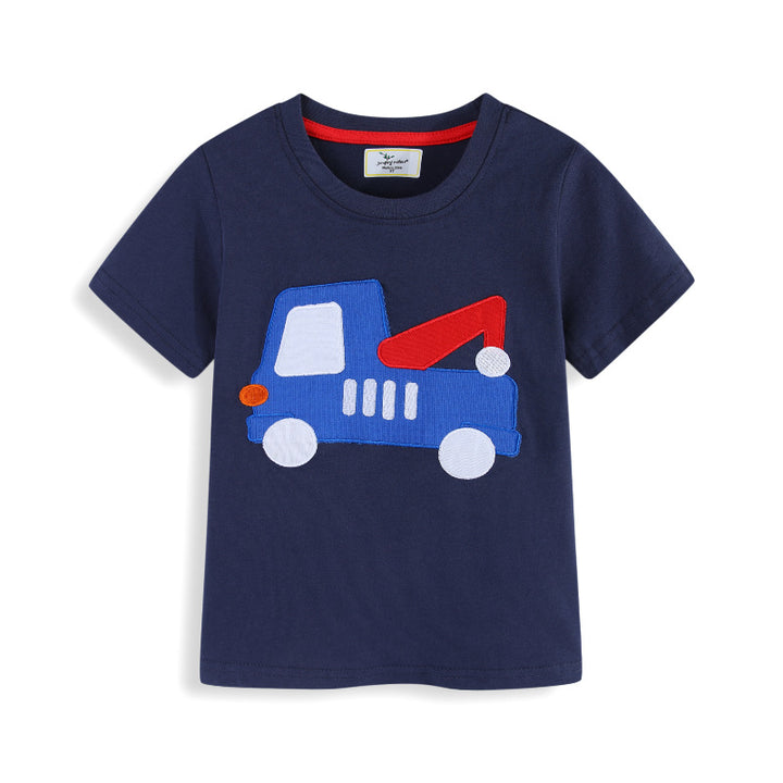 Jungen T-Shirt mit robustem Pionierfahrzeug-Applikation Drune