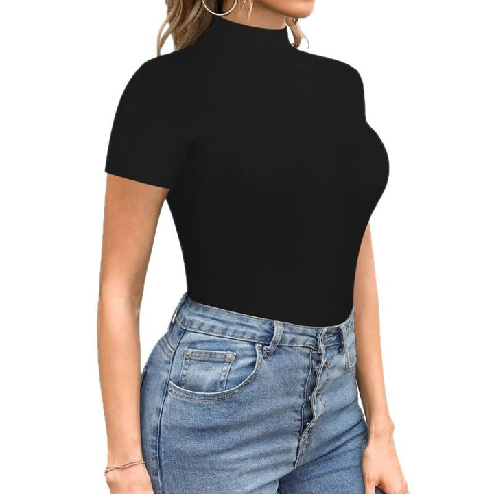 Damen Body mit kurzem Ärmel und hohem Kragen Drune
