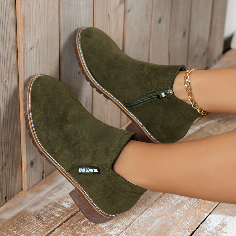 Damen nan elegante Chelsea-Ankleboot aus Veloursoptik mit seitlichem Reißverschluss und profilstarker Laufsohle Drune