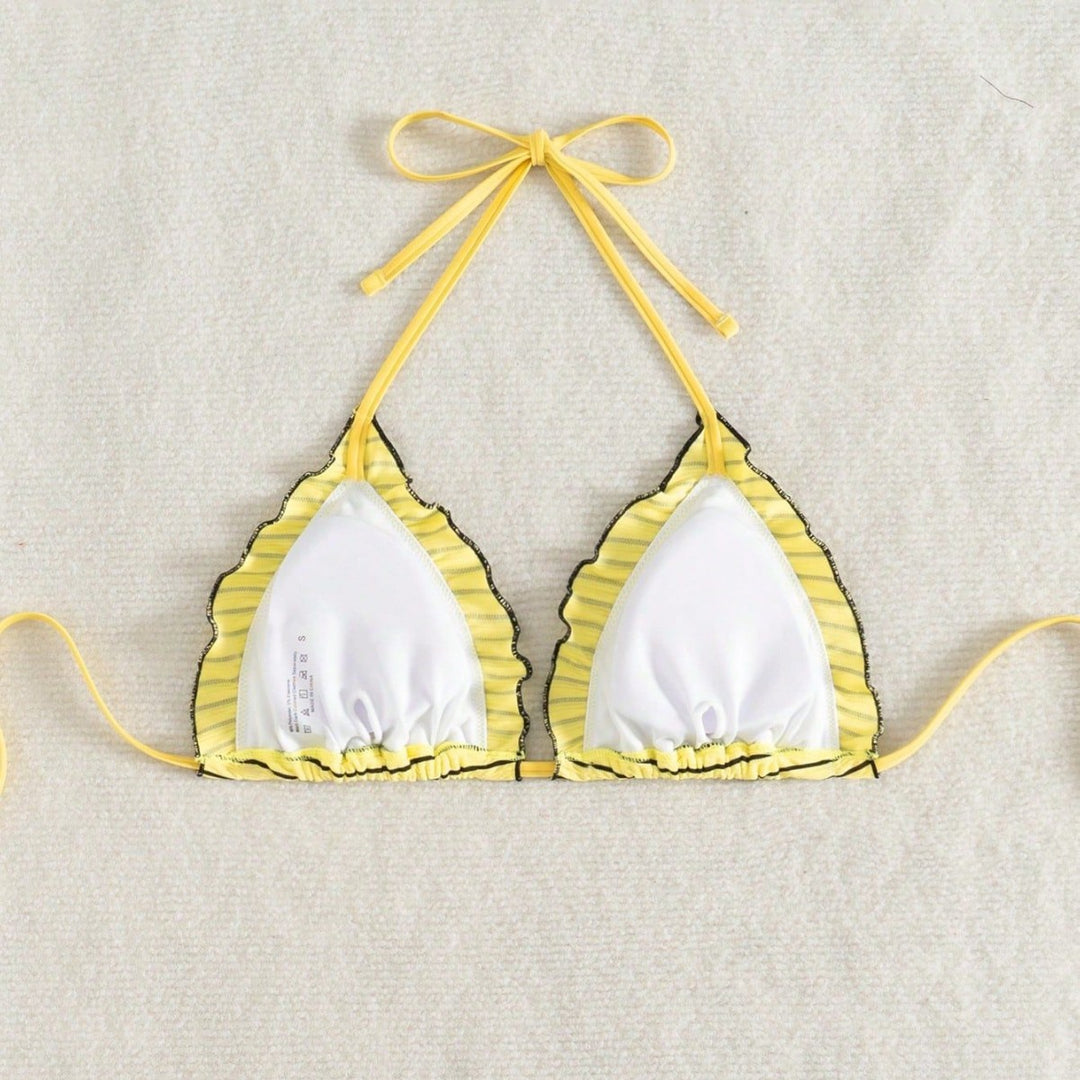 Damen Triangel-Bikini mit verspieltem Streifenmuster Drune