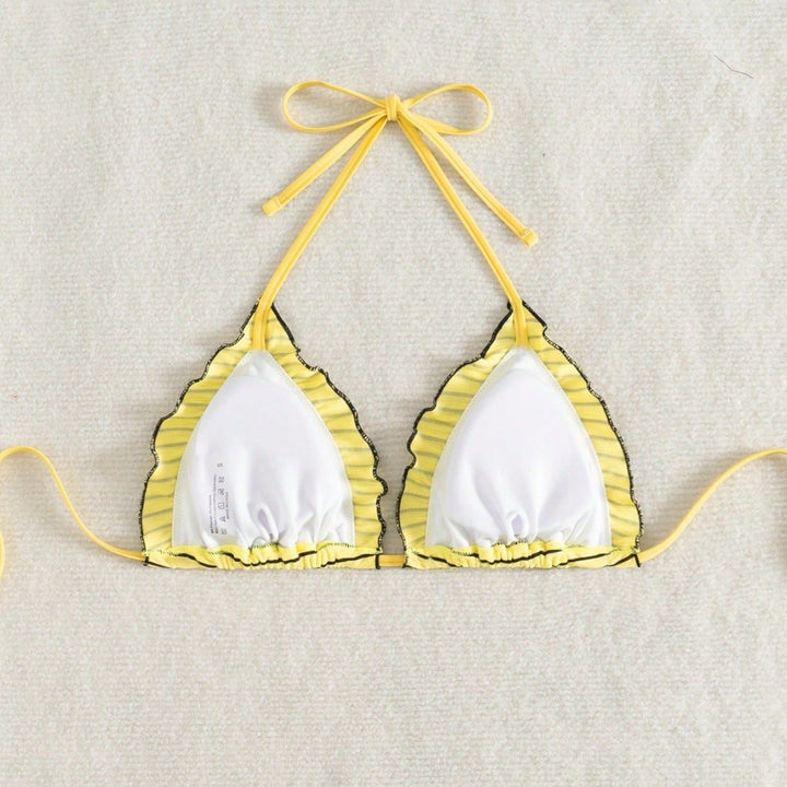 Damen Triangel-Bikini mit verspieltem Streifenmuster Drune