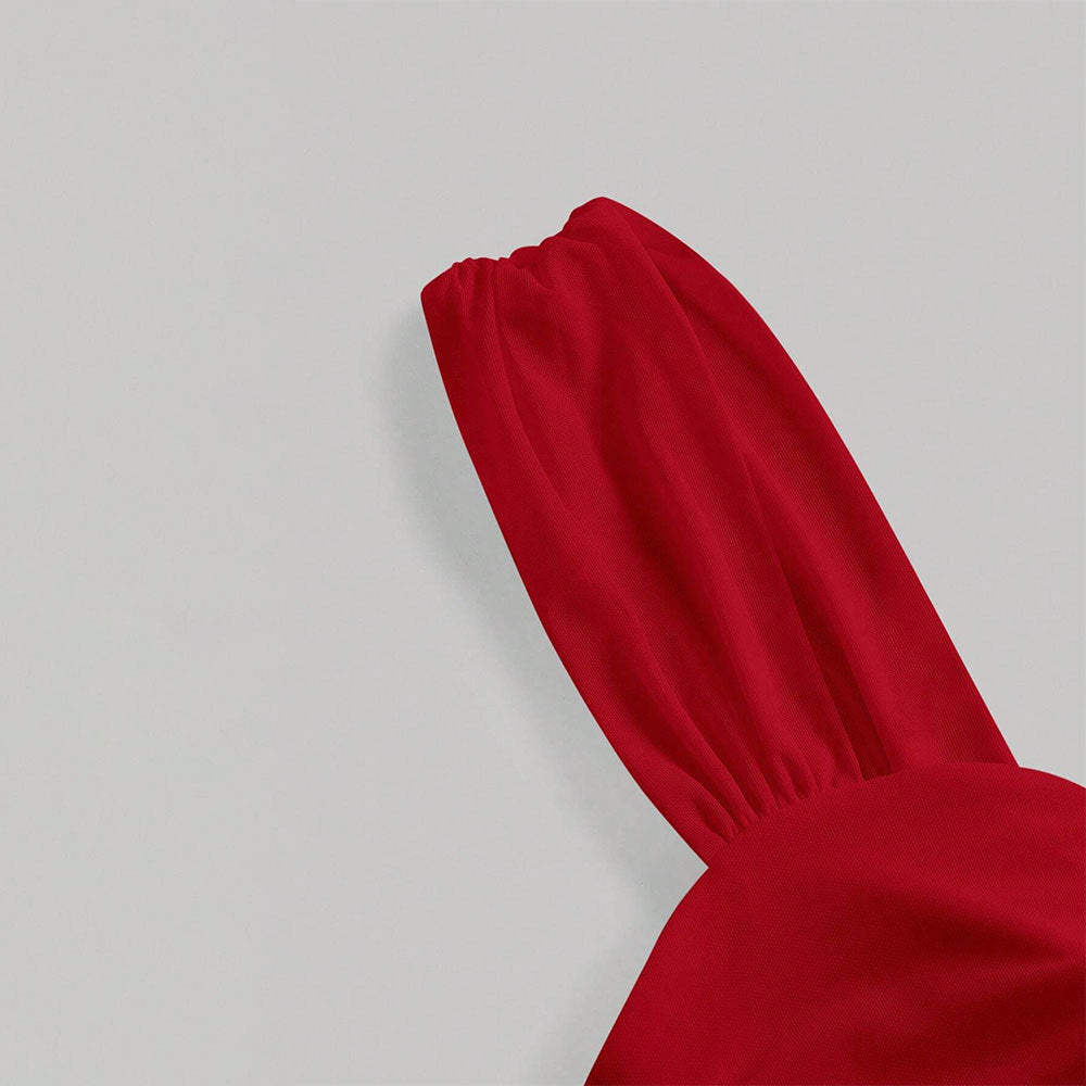 Damen figurbetontes Minikleid mit Rüschendetails und tiefer Herzausschnitt Drune