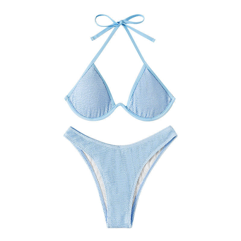 Damen Triangel-Bikini mit strukturiertem Gewebe und hohem Beinausschnitt Drune