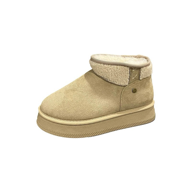 Damen Gefütterte Ankle‑Winterboots im Hausschuh‑Look mit Kunstfellfutter und rutschfester Profilsohle Drune