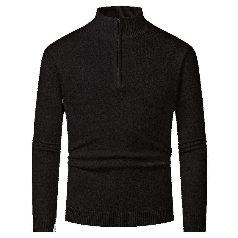 Herren Strickpullover mit hohem Kragen und halbem Reißverschluss Drune
